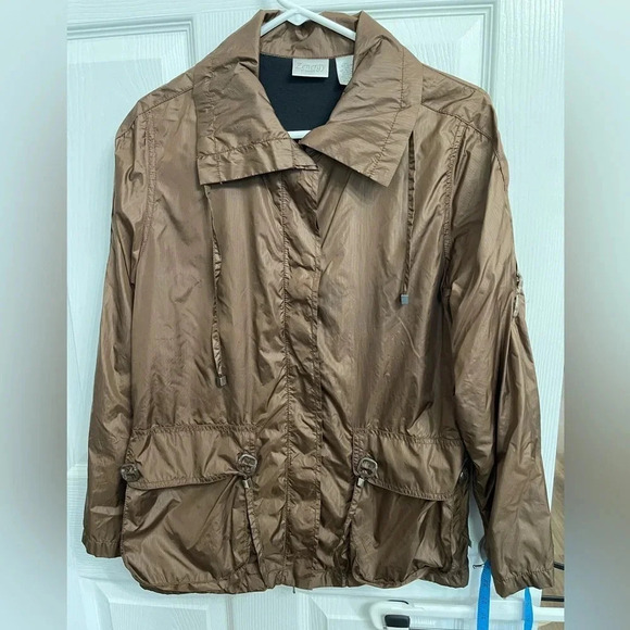 Chicos Zenergy Windbreaker Utility Jacket Womens 0 US Small Brown Pockets - Picture 1 of 5